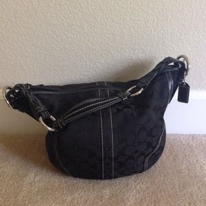 Coach black signature fabric satchel