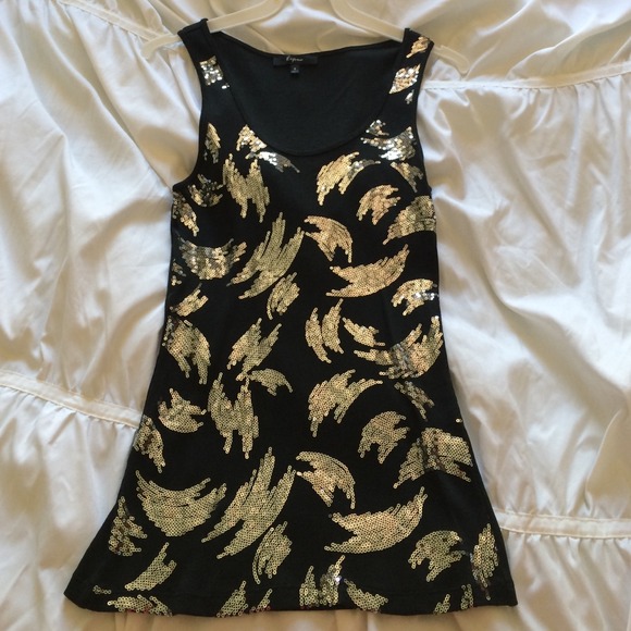 Black tank with silver sequin design - Picture 1 of 1