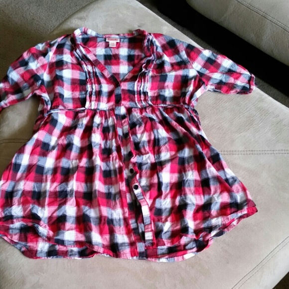 L / XL  red Plaid tunic! - Picture 1 of 1