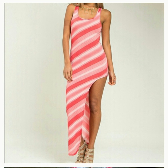 @keah004 Peach Striped Cut out Maxi dress