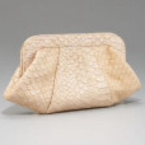Tatum dusted python clutch nude tan