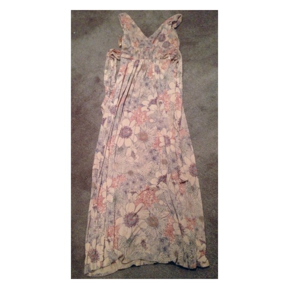Floral Plunging Deep V Maxi Dress