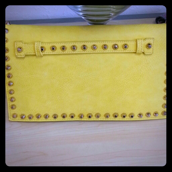 SOLD!!!HOT! Lemon yellow studded clutch
