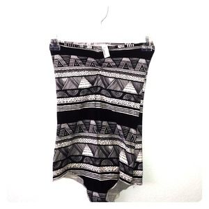 Strapless geo print bodysuit