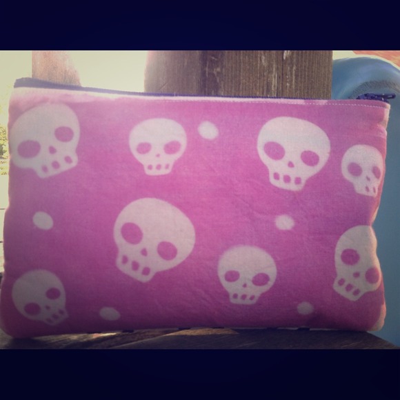 Skulls Zipper Pouch Sun Dyed Cosmetic Bag