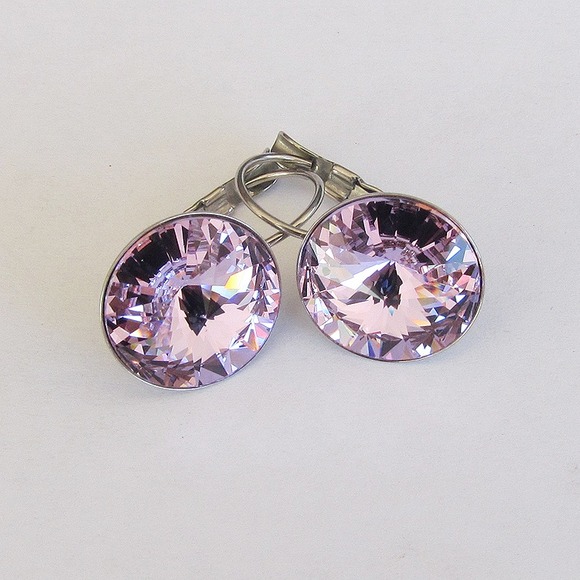 Violet Swarovski Crystal Drop Earrings