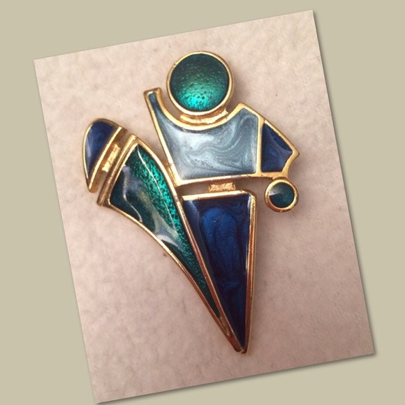 ACT V ART DECO ENAMEL & GOLD MUSEUM PIN - Picture 3 of 3