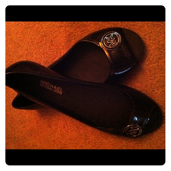 Michael Kors Black peep toe flats
