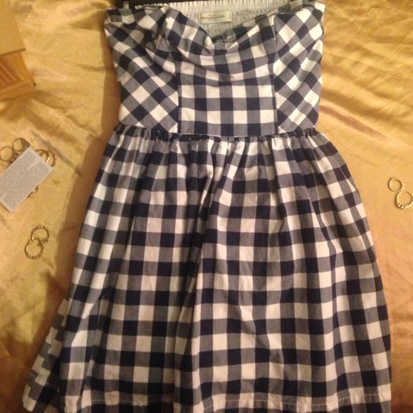 Blue and white checkered dress