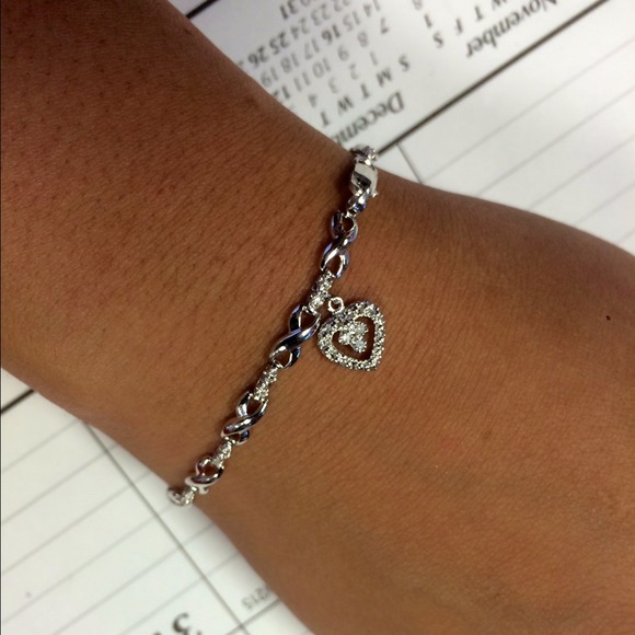 10k white gold diamond bracelet - Picture 3 of 3