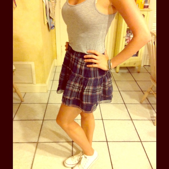 Abercrombie and Fitch blue and red plaid skirt.