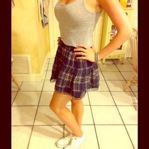 Abercrombie and Fitch blue and red plaid skirt.