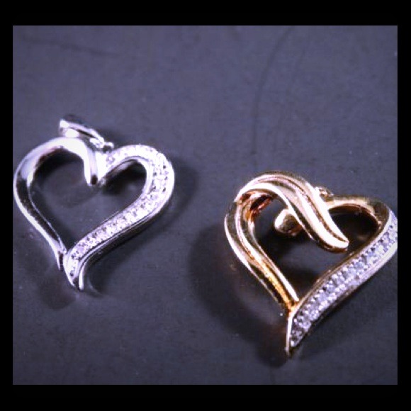 Diamond .10 ct heart pendant white/yellow
