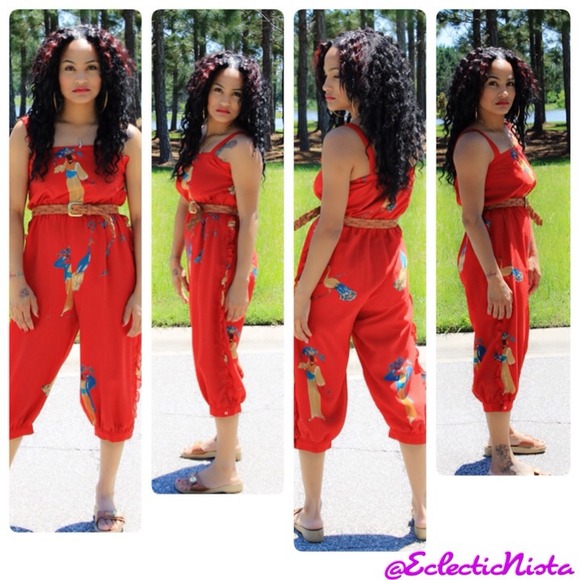 ❌SOLD❌Vintage Peacock Jumpsuit - Picture 2 of 2