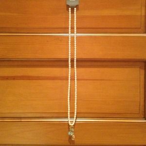 Faux Pearl Long Necklace with Embellishment