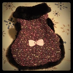 Pink tweed dog coat