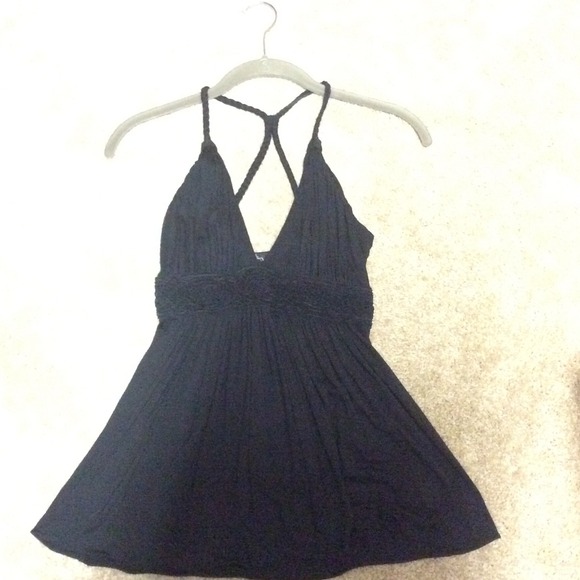 Black T-back top