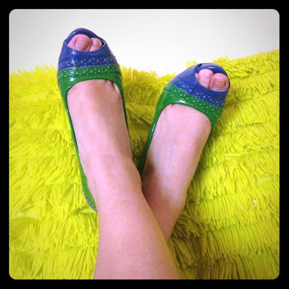 Blue and green heels