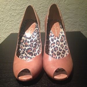 Jessica Simpson Tan Peep Toe Pump