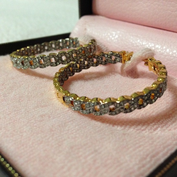 Authentic Juicy Couture Pave Hoop Earrings