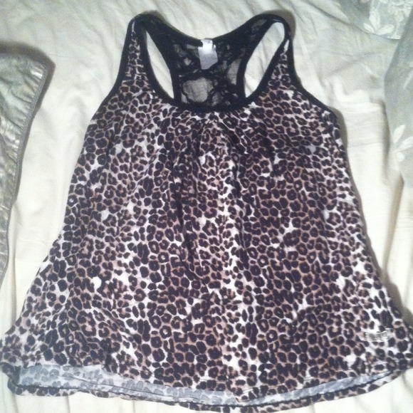 Betsey Johnson Cheetah Lace Racerback Tank