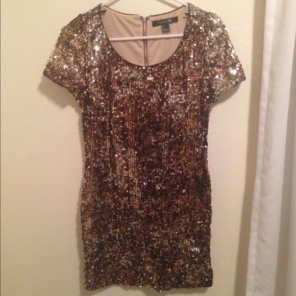 gold sequin dress
