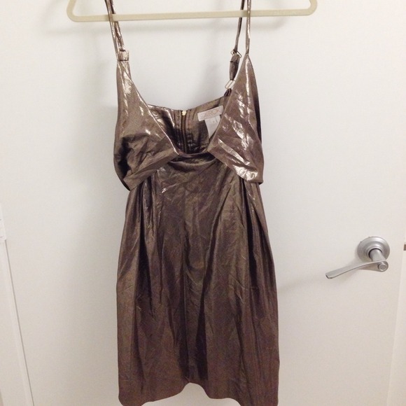 Metallic bronze mini dress