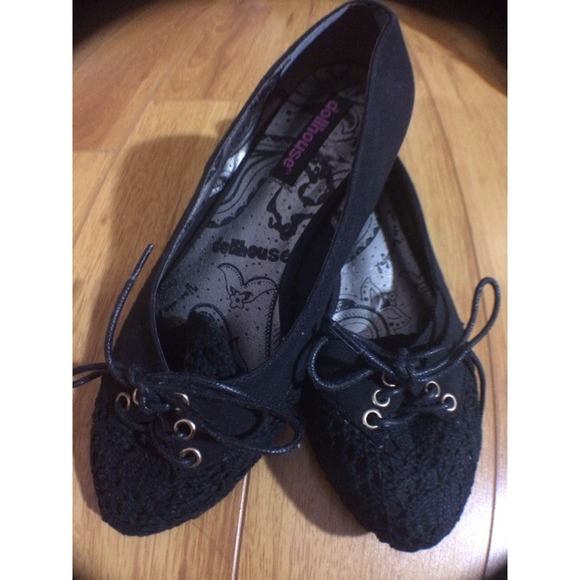 ❌BUNDLED❌Dollhouse Black Lacy Flats