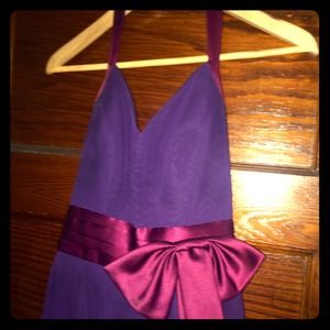 Alfred Angelo V neck halter eggplant dress