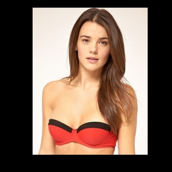 NWOT ASOS Red Contrast Bandeau Bikini Top