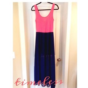 Timeless: Coral and Navy Maxi Dress