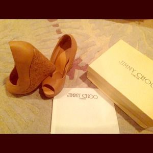 Designer tan wedges