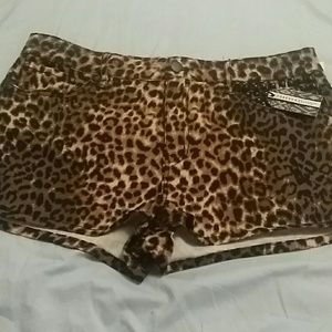 Leopard Denim Shorts