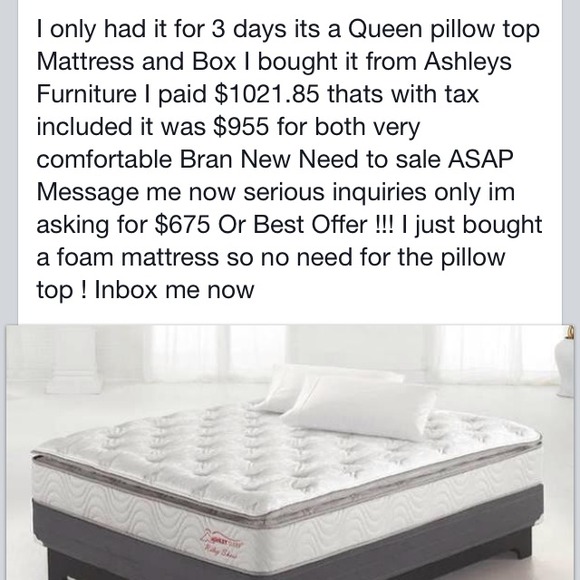 Queden pillow top mattress and box