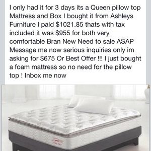 Queden pillow top mattress and box