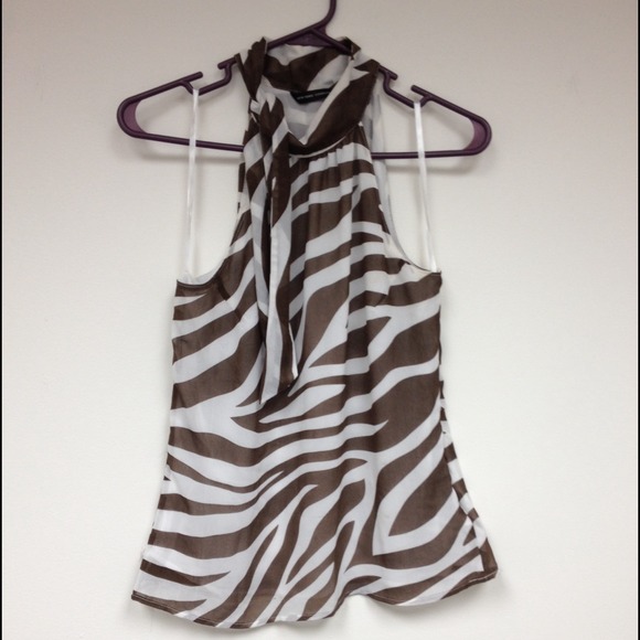 New York & Company Tops - Brown and white zebra print halter.