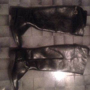 Black leather riding boots