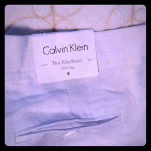 NWT white linen Calvin Klein size 8 slim leg pants