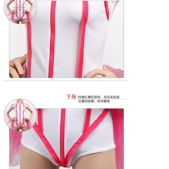 Dancehall dance club costume bodysuit pink white - Picture 3 of 4