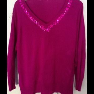 Beaded magenta sweater