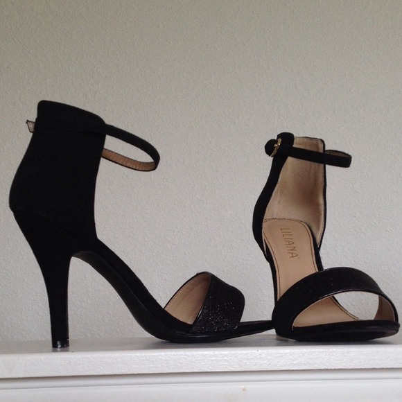 Black open toe heels