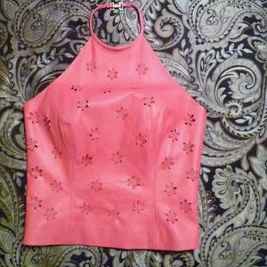 Women's Pink Leather Halter by Worth  - Size 0