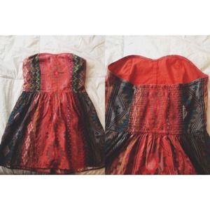 Tribal Print Dress with Sweetheart Neckline