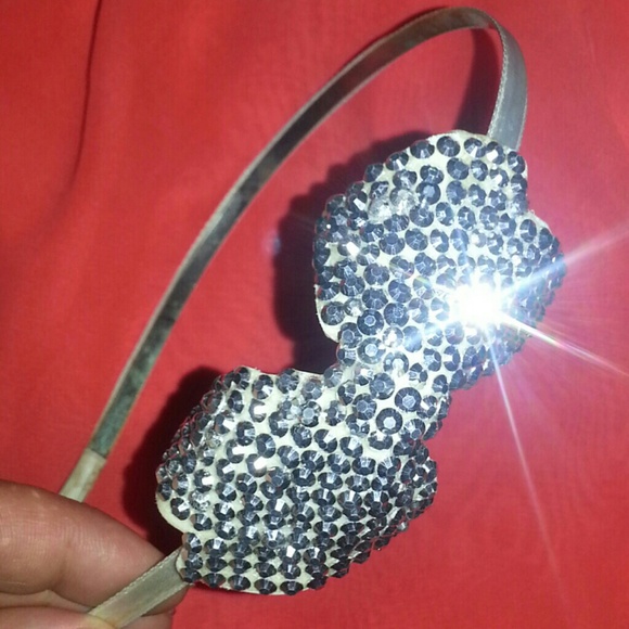 Silver rhinestone Bow Headband