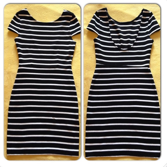Black and white striped mini dress
