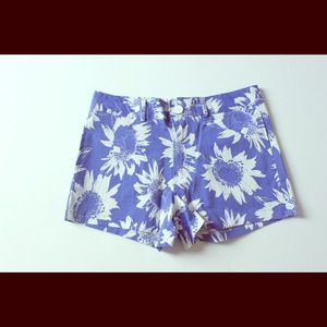 Floral print shorts.