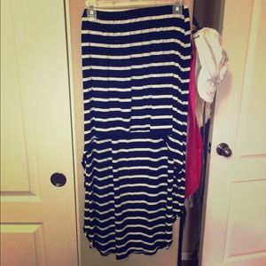 Hi-low striped skirt