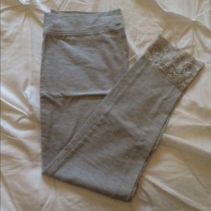 Grey lace bottom leggings