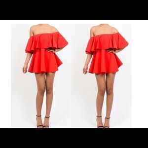 Red flare women summer dress