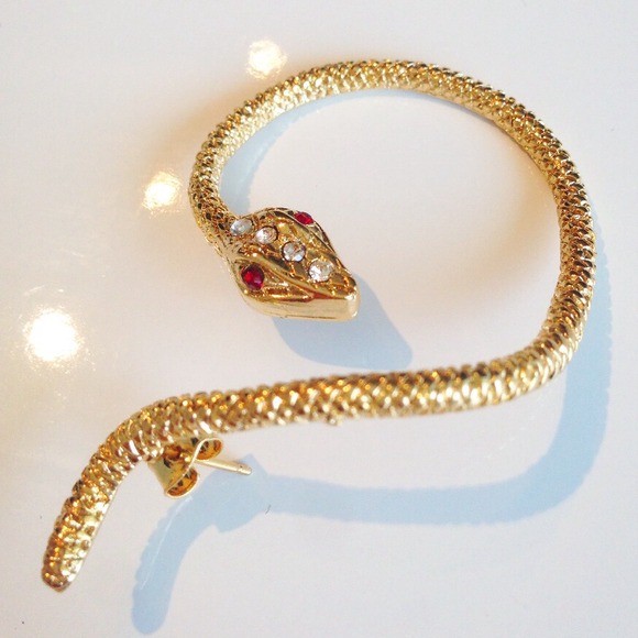 Snake ear wrap gold with rhinestone